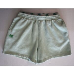 Melody Ehsani Women Sz S Sage Green Core Fleece Double Waistband Sweat Short